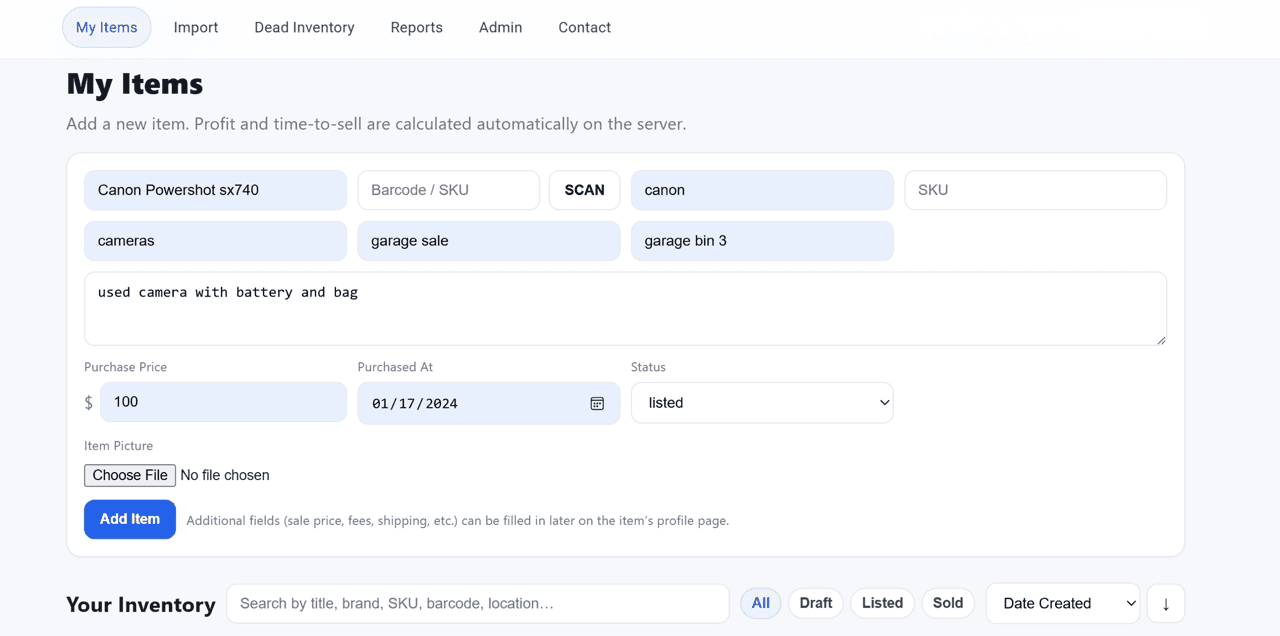 Capture purchase price and source details in SellEvo